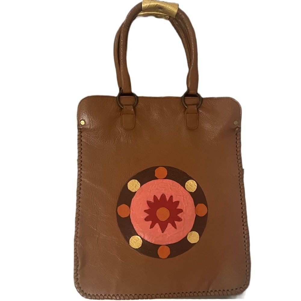 Handmade Artisan Leather Tote Bag Boho Southwestern Tribal Retro Roomy Purse
